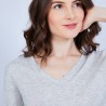 Pull grand V en cachemire et lin - Joanne 6554 Galet/Nymphe - 11 gris clair