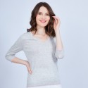 Pull grand V en cachemire et lin - Joanne