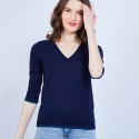 Pull grand V en cachemire et lin - Joanne