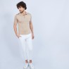 Polo manches courtes en Fil Lumière Vadim 4885 speculos - 13 Beige moyen