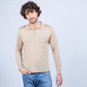 Polo manches longues homme en Fil Lumière Boris 4885 speculos - 13 Beige moyen