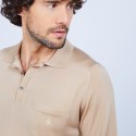 Polo manches longues homme en Fil Lumière Boris 4885 speculos - 13 Beige moyen