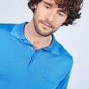 Polo manches longues homme en Fil Lumière Boris 8452 denim - 48 Bleu roi