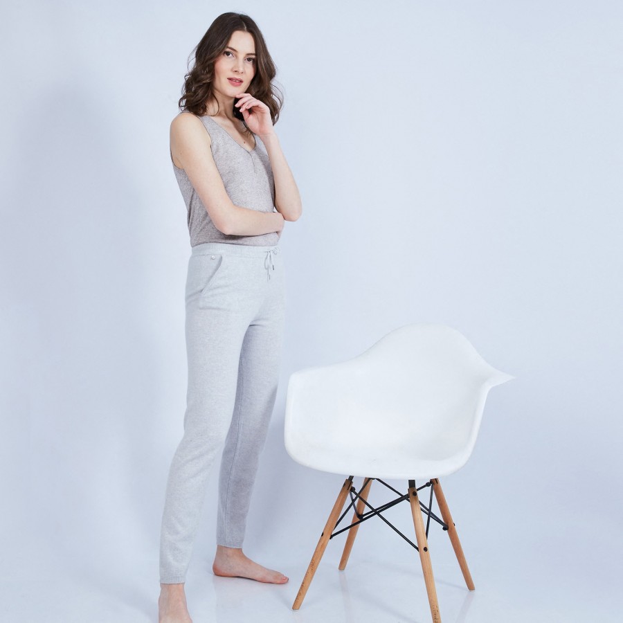 Pantalon en cachemire - Horizon 6366 plume - gris pale Pantalon en cachemire - Horizon 6366 plume - gris pale