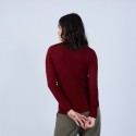 Pull col V en laine mérinos - Bahia 6681 rouge - 51 Bordeaux