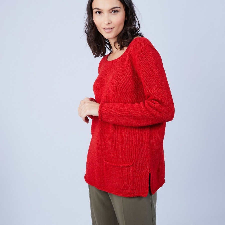 Pull en laine et soie poche avant - Bajira 6680 ecarlate - 52 Rouge Pull en laine et soie poche avant - Bajira 6680 ecarlate - 52 Rouge