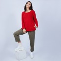 Pull en laine et soie poche avant - Bajira 6680 ecarlate - 52 Rouge