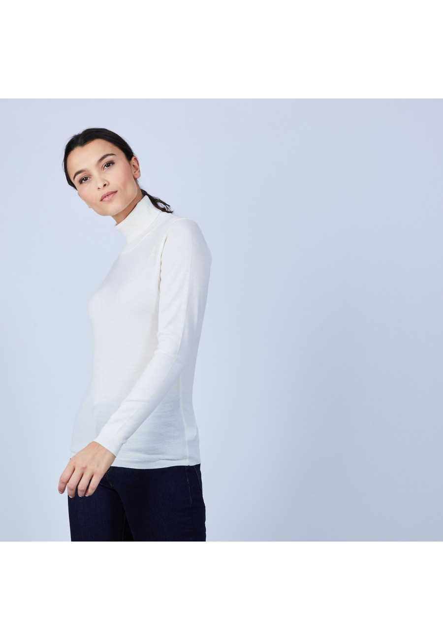 Pull col roulé en laine mérinos - Bea 6600 blanc - 02 Blanc Pull col roulé en laine mérinos - Bea 6600 blanc - 02 Blanc