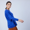 Pull ample à poches en laine mérinos - Beatrice 6644 iris - 48 Bleu roi