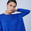 Pull ample à poches en laine mérinos - Beatrice 6644 iris - 48 Bleu roi