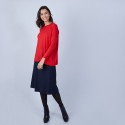 Pull ample à poches en laine mérinos - Beatrice 6680 ecarlate - 52 Rouge