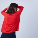 Pull ample à poches en laine mérinos - Beatrice 6680 ecarlate - 52 Rouge