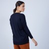 Pull col V en laine mérinos emmanchure droite - Bernice 6640 marine - 05 Bleu marine
