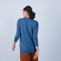 Pull col V en laine mérinos emmanchure droite - Bernice 6641 crique - 84 Bleu pétrole
