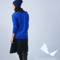 Pull col V en laine mérinos emmanchure droite - Bernice 6644 iris - 48 Bleu roi