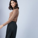 Pull col rond avec fente en laine mérinos - Betina 6630 camel - 88 Camel