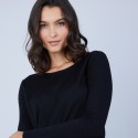 Pull col rond avec fente en laine mérinos - Betina 6610 noir - 01 Noir
