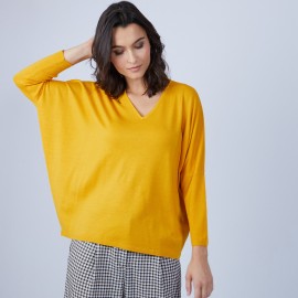 Pull ample col V en laine mérinos - Boxe