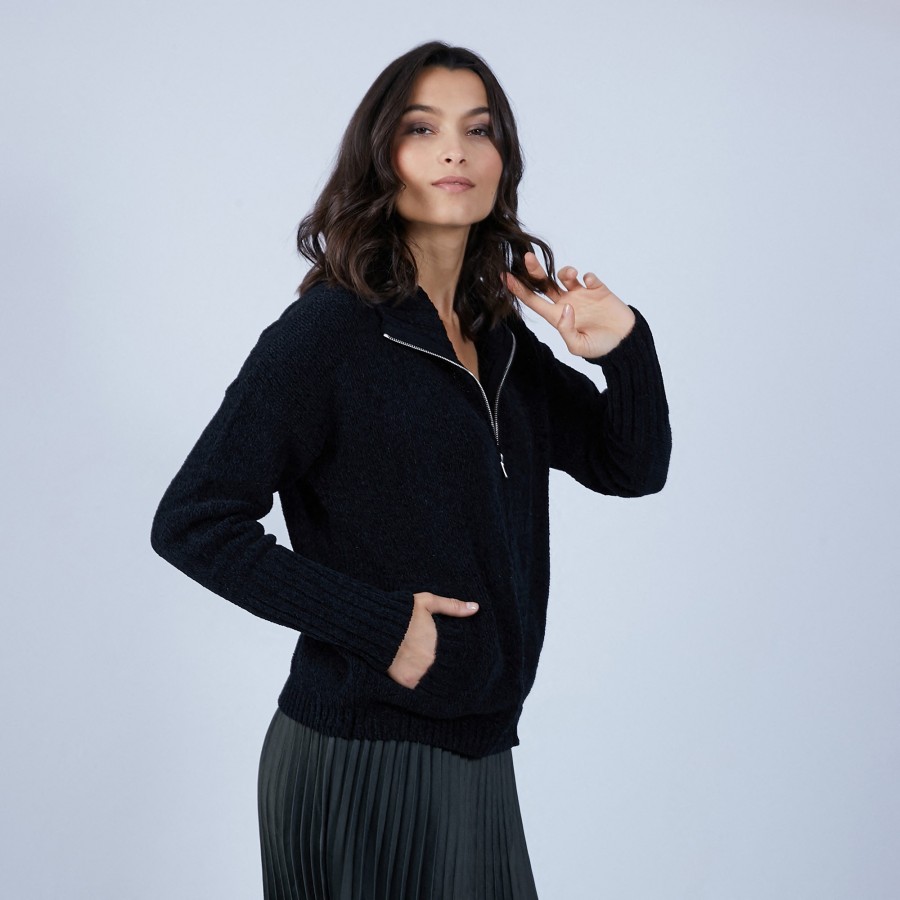Gilet col montant en soie et laine velours - Bresil 6610 noir - 01 Noir Gilet col montant en soie et laine velours - Bresil 6610 noir - 01 Noir
