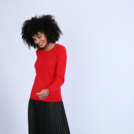Pull col rond en cachemire intemporel - Berline 6680 ecarlate - 52 Rouge