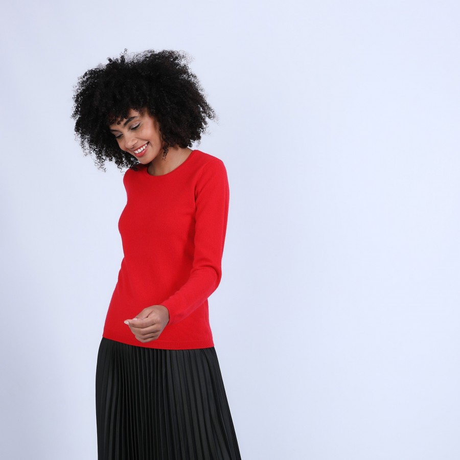 Pull col rond en cachemire intemporel - Berline 6680 ecarlate - 52 Rouge Pull col rond en cachemire intemporel - Berline 6680 ecarlate - 52 Rouge
