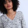 Pull col V chiné - Promesse 6738 gris - 11 Gris clair