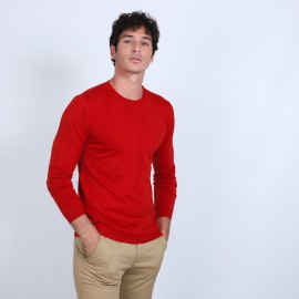 Pull col rond en laine et soie - Barsam 6681 rouge - 52 rouge corrigé