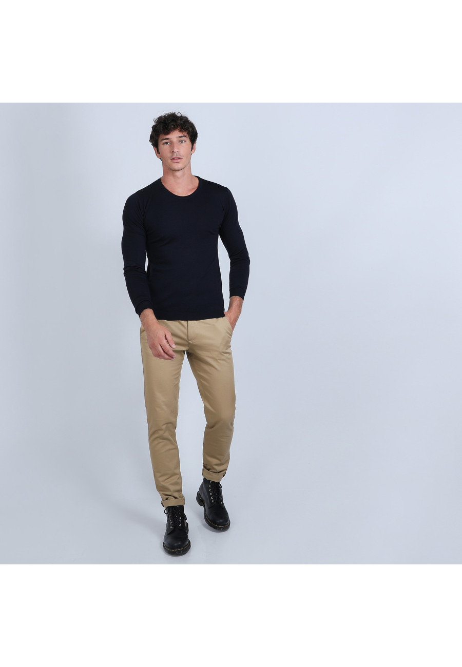 Pull col rond en laine mérinos - Bardem 6640 marine - 05 bleu marine Pull col rond en laine mérinos - Bardem 6640 marine - 05 bleu marine