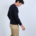 Pull col rond en laine mérinos - Bardem 6640 marine - 05 bleu marine