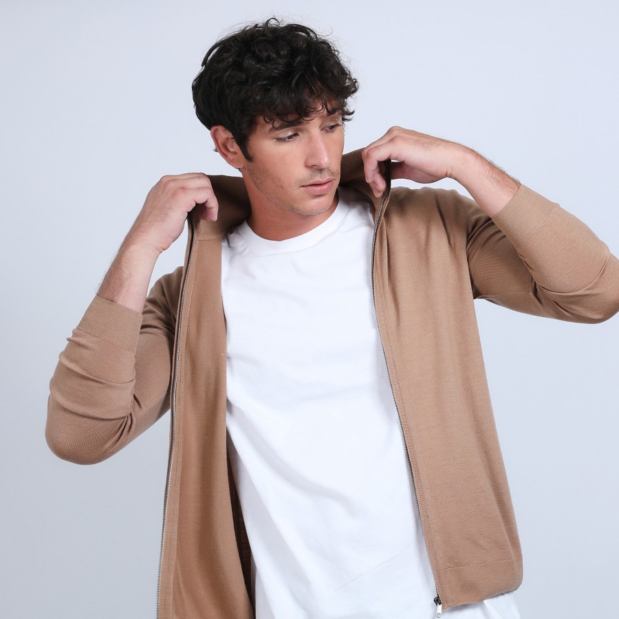 Gilet zippé en laine mérinos - Bastian 6630 camel - 88 Camel Gilet zippé en laine mérinos - Bastian 6630 camel - 88 Camel