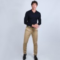 Pull col polo en laine mérinos - Beni 6640 marine - 05 bleu marine