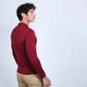 Pull col polo en laine mérinos - Beni 6681 rouge - 51 bordeaux