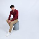 Pull col polo en laine mérinos - Beni 6681 rouge - 51 bordeaux