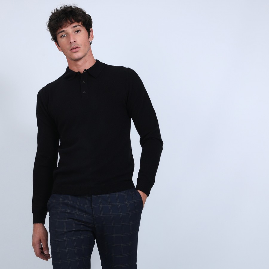 Pull col polo en cachemire - Billy 6610 noir - 01 Noir Pull col polo en cachemire - Billy 6610 noir - 01 Noir