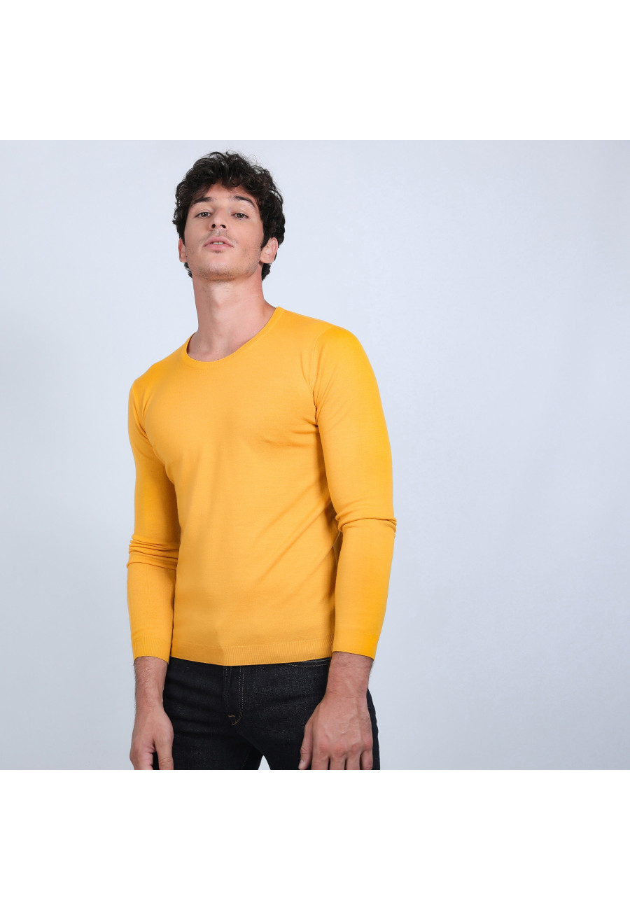 Pull col rond en laine mérinos - Bardem 6660 cannelle - 89 moutarde Pull col rond en laine mérinos - Bardem 6660 cannelle - 89 moutarde