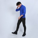 Pull col zippé en cachemire 2 fils - Blaise 6645 bleu dur - 48 bleu roi