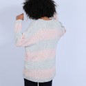 Pull oversize bicolore - Susette 6741 noir/ecarlate - 11 Gris clair