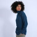 Pull col montant en laine & alpaga - Syllia 6641 crique - 84 Bleu pétrole