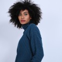 Pull col montant en laine & alpaga - Syllia 6641 crique - 84 Bleu pétrole