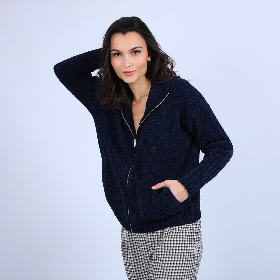 Gilet col montant en soie et laine velours - Bresil Gilet col montant en soie et laine velours - Bresil