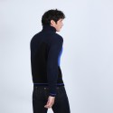Pull cachemire col roulé tricolore - Rapière 6730 navy/noir/bleu dur - 05 bleu marine