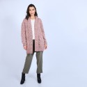 Long gilet en laine chiné - Précieux 6736 buvard - 25 Rose moyen