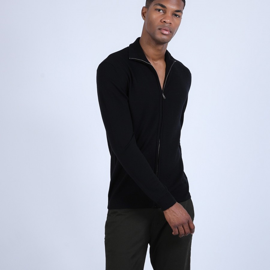Gilet zippé en laine mérinos - Bastian 6610 noir - 01 Noir Gilet zippé en laine mérinos - Bastian 6610 noir - 01 Noir
