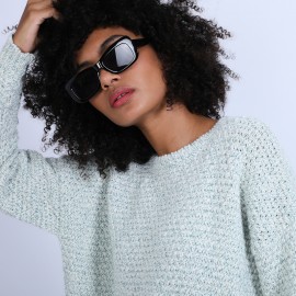 Pull ample en laine chinée - Sunny 6642 emeraude - 23 Vert CLAIR