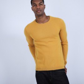 Pull col rond en cachemire - Benoit 6660 cannelle - 89 Moutarde