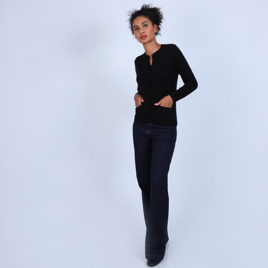 Gilet double col en cachemire - Ballet 6410 noir - 01 Noir Gilet double col en cachemire - Ballet 6410 noir - 01 Noir