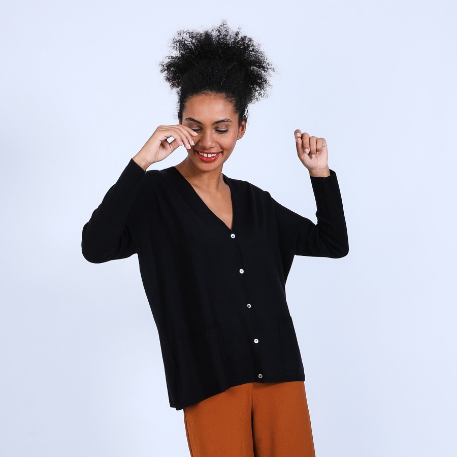 Gilet avec poches en laine mérinos - Bonte 6610 noir - 01 Noir Gilet avec poches en laine mérinos - Bonte 6610 noir - 01 Noir