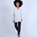 Pull en cachemire ample col V - Olyvia 6612 gris clair - 11 Gris clair