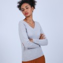 Pull col V en cachemire - Bijou 6612 gris clair - 11 Gris clair