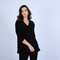 Pull en cachemire ample col V - Olyvia 6610 noir - 01 Noir
